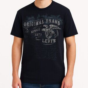 Levi's Crewneck Short Sleeve Foil Graphic Front T-Shirt Boys Blue Size L, 16/18